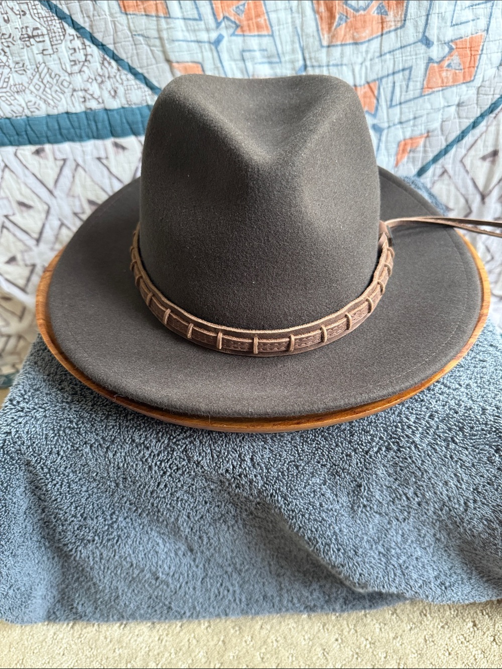 *NWOT* Conner Handmade Wide Open Spaces Hat with Braided Band, Dark Brown, Sz L